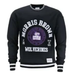 Morris Brown College Embroidered Striped Rib Crewneck